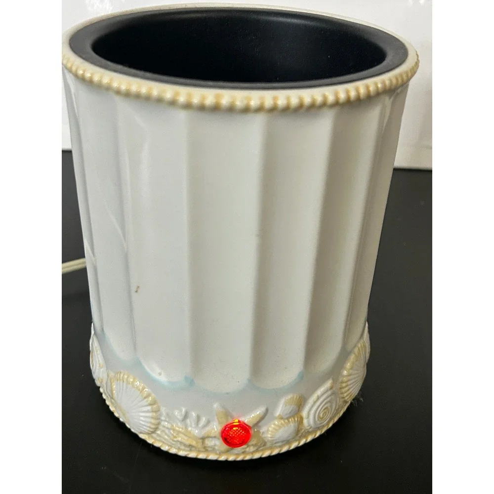Electric Jar Warmer Sea Breeze Nautical Shells Ceramic Waxcessories 14886 White